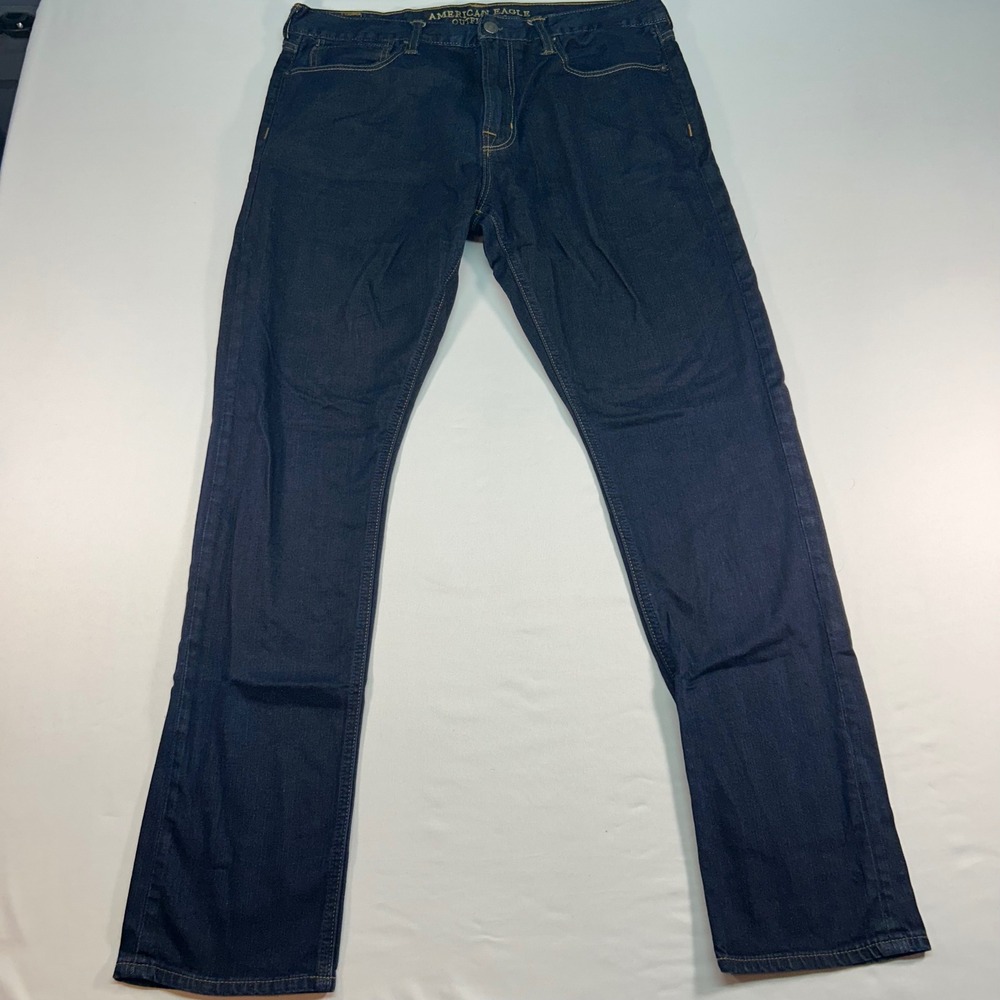 American Eagle Outfitters Slim Straight Dark Wash Jeans Mens 36x34 Stretch Denim